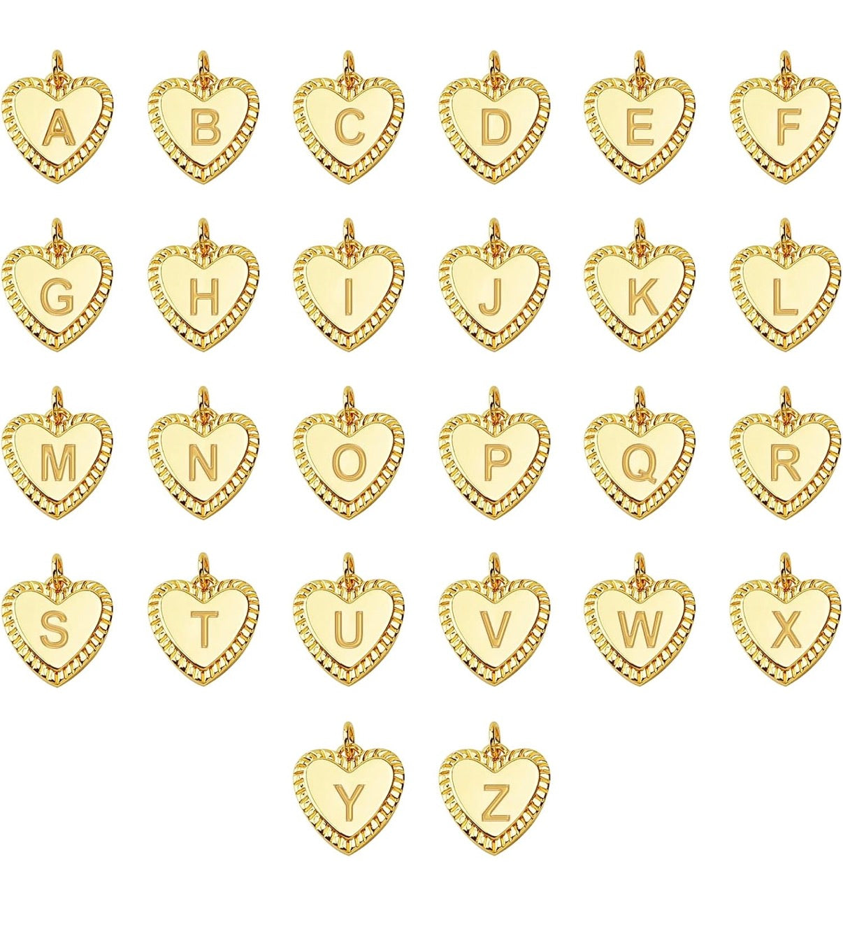 Heart Initial Charms